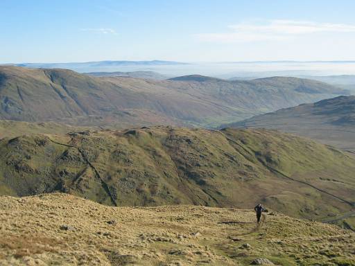 15_15-1.JPG - Phil climbing Red Screes with view to St Raven's Edge and Ill Bell